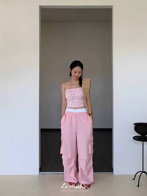 工裝口袋鬆緊長褲(闆娘.花花清單)